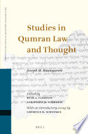 Studies in Qumran Law and Thought /