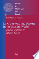 Law, custom, and statute in the Muslim world  : studies in honor of Aharon Layish /