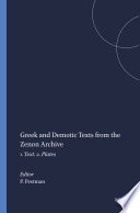 Greek and Demotic Texts from the Zenon Archive : 1. Text. 2. Plates /