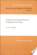 Studies in the nominal sentence in Egyptian and Coptic /