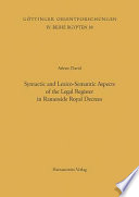 Syntactic and lexico-semantic aspects of the legal register in Ramesside royal decrees /