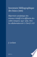 Inventaire bibliographique des Isiaca (IBIS). répertoire analytique des travaux relatifs à la diffusion des cultes isiaques, 1940-1969 /